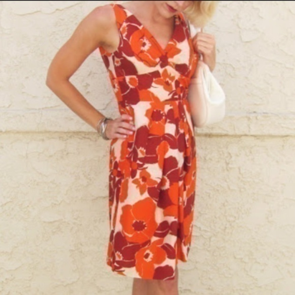 Banana Republic Silk floral orange dress size 2